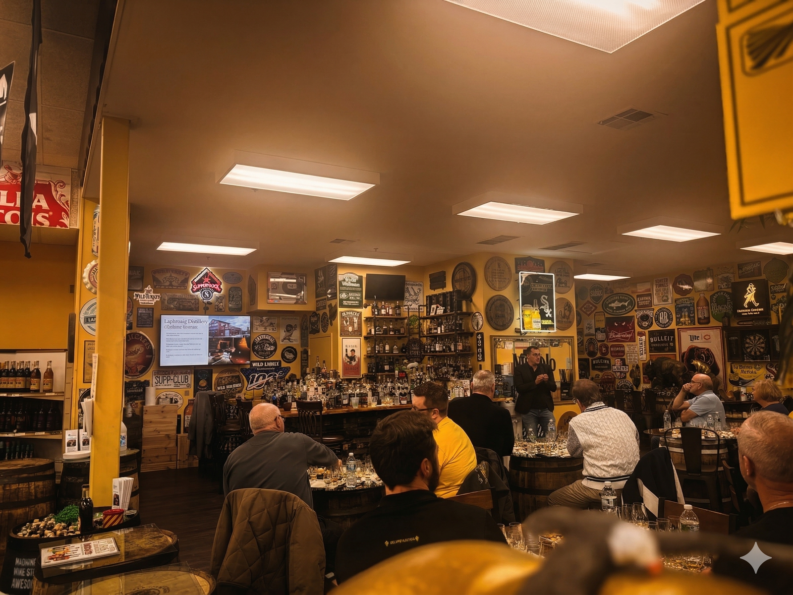 Intimate whisky tasting session with warm candlelight